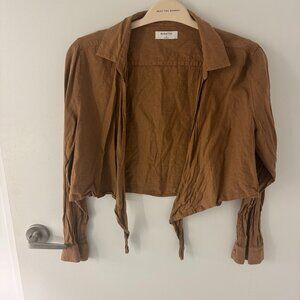 Aritzia Brown Linen Wrap Top – Size Small – Gently Used